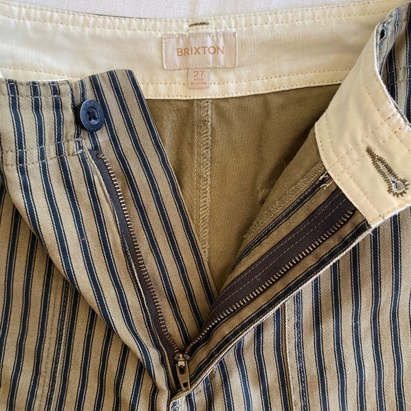 Brixton Women's Green Black Blue Striped Ankle Pants Size 27 - Picture 7 of 10